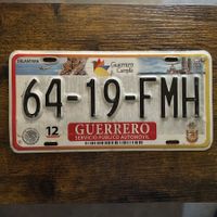 🇲🇽 Mexiko Autoschild, Guerrero 64-19-FMH - ORIGINAL  