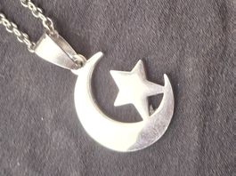 Zarte Mond & Stern Halskette aus Edelstahl 48 cm