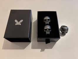 3 Ringe Stahl Totenkopf Skull Teufel Vikings Wikinger