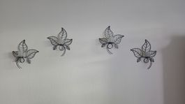 4 x Wandleuchter Blattform Metall