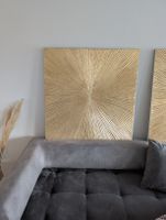 2x Wandbild Gold quadratisch Struktur neuwertig 100x100cm