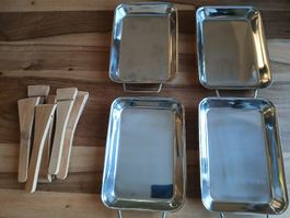 NEW! Set of 4 Stainless Steel Trays - never used!