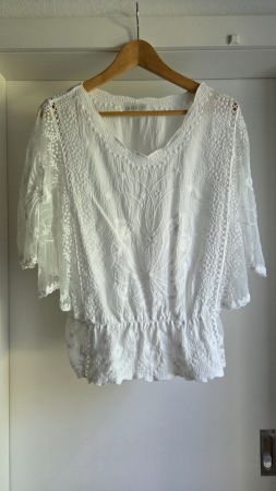 Weisse Spitzen Bluse S / M