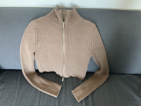 Pull-over zip femme taille M beige