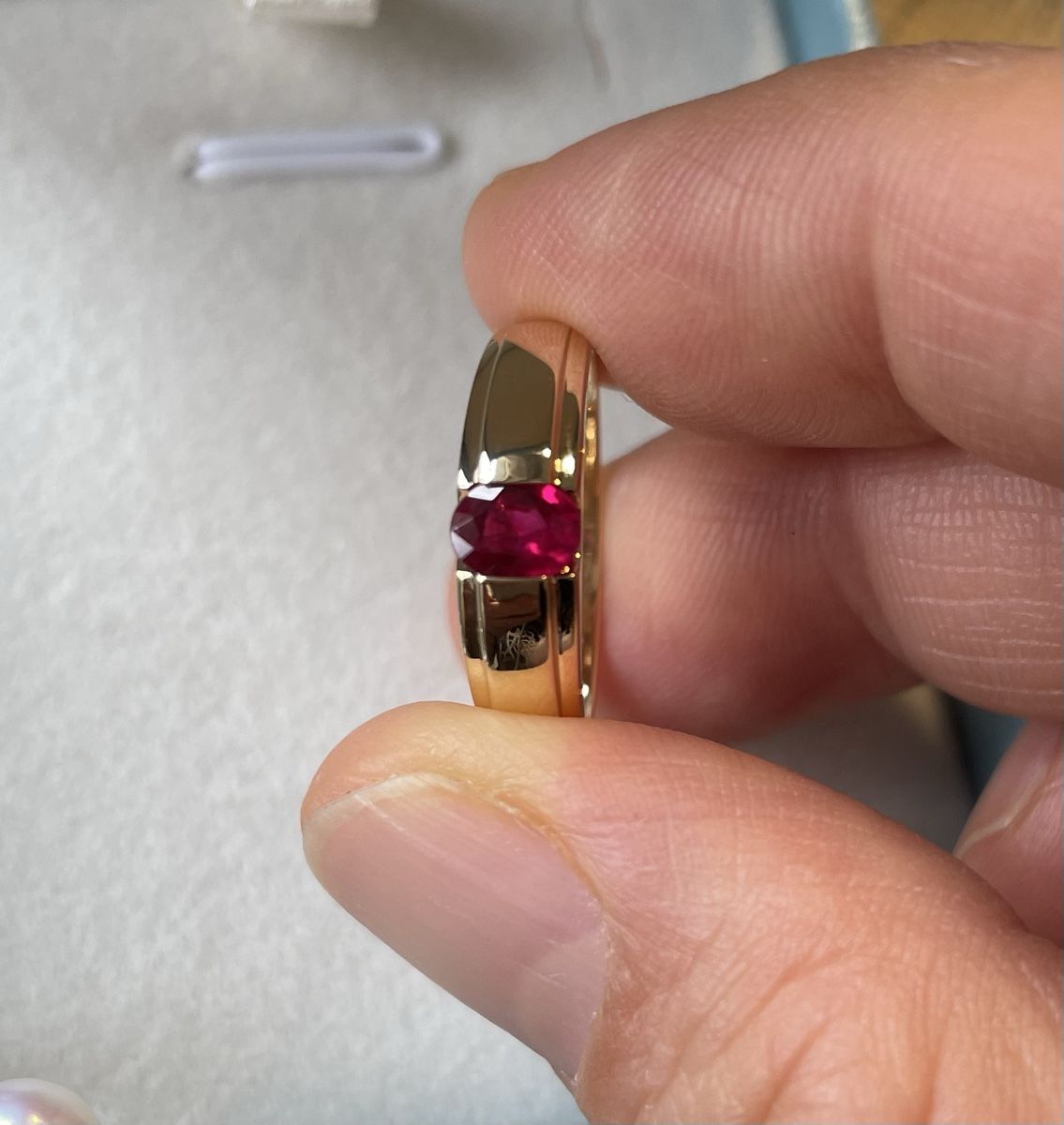 Anelli: Goldring 750 mit natürlichem Rubin – Nuovo (secondo la descrizione) da Bern venduto da Steinfieber 3