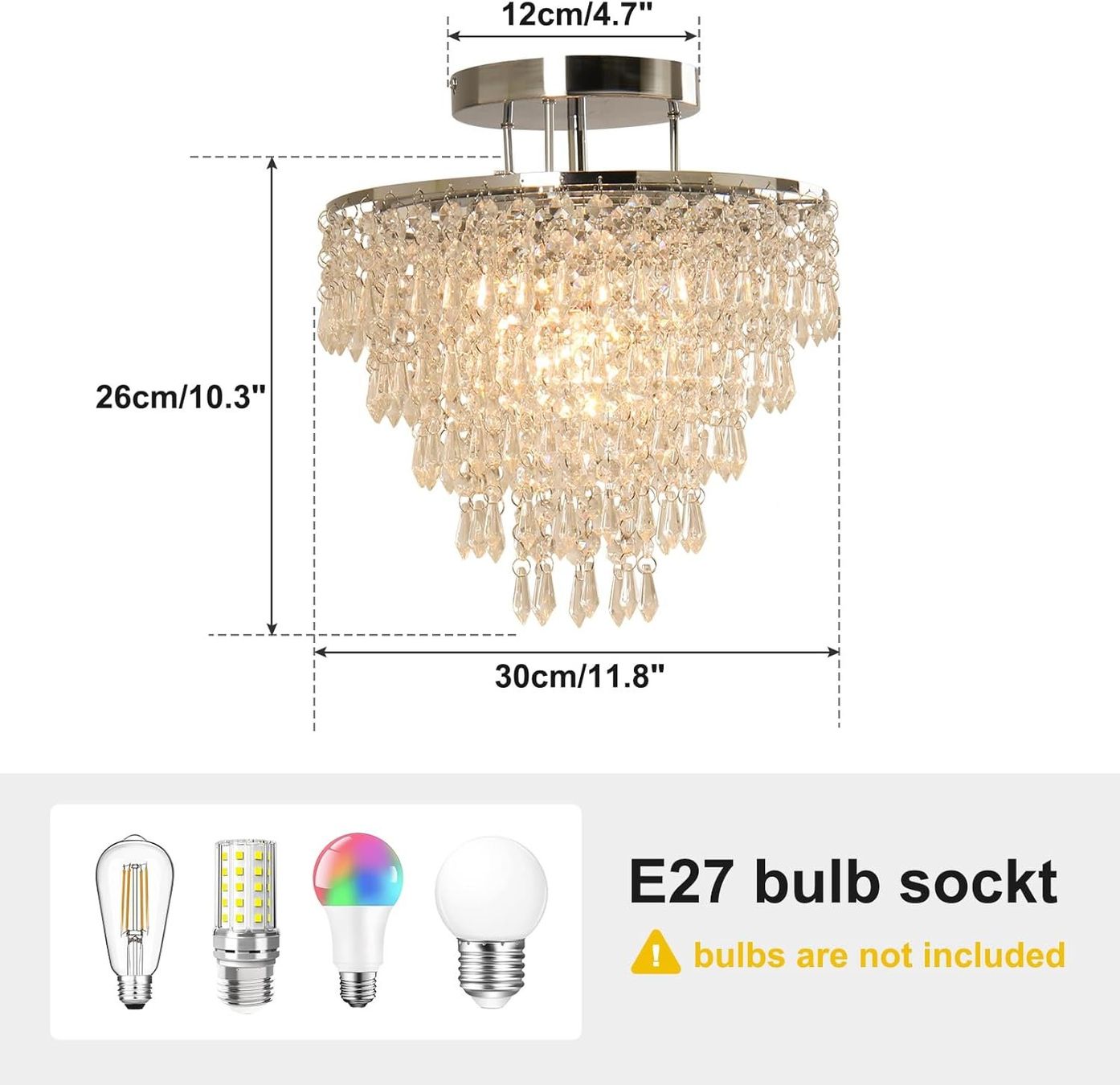 Lampadari & plafoniere: Kristall Deckenlampe Silber Deckenleuchte Kronleuchter NEU – Nuovo e nell'imballaggio originale da Wittenbach venduto da VELARO 3