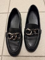 Schicke, schwarze Loafer mit Kette, Grösse 38, Top Zustand