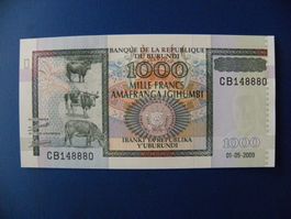 Seltene Burundi 1000 Francs 2009, P-46, Sammlerstück, Unc