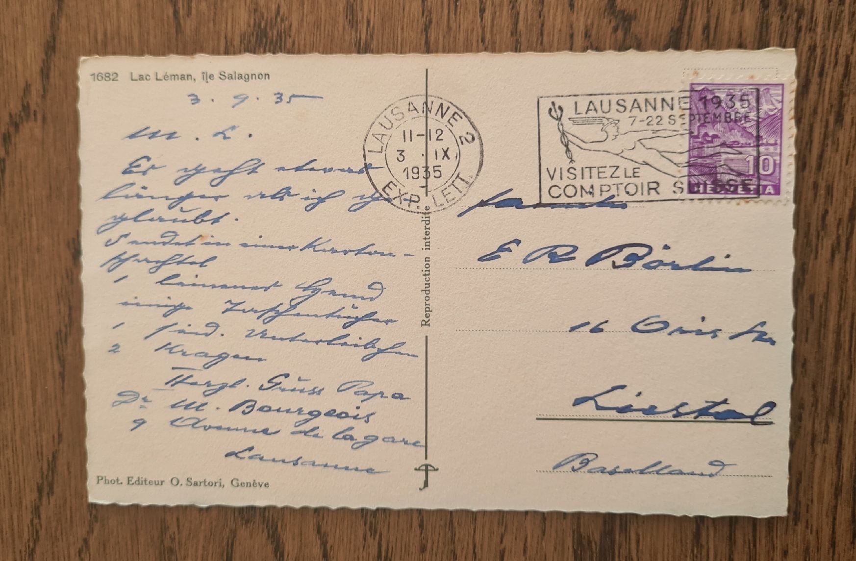 Cartoline postali: Lac Léman Ile Salagnon1935 – Usato da Ebikon venduto da Donar50 2