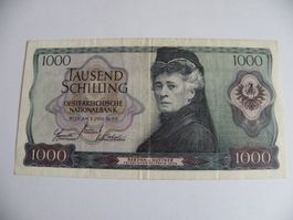 Originale 1000 Schilling Banknote von 1966 - Rarität!