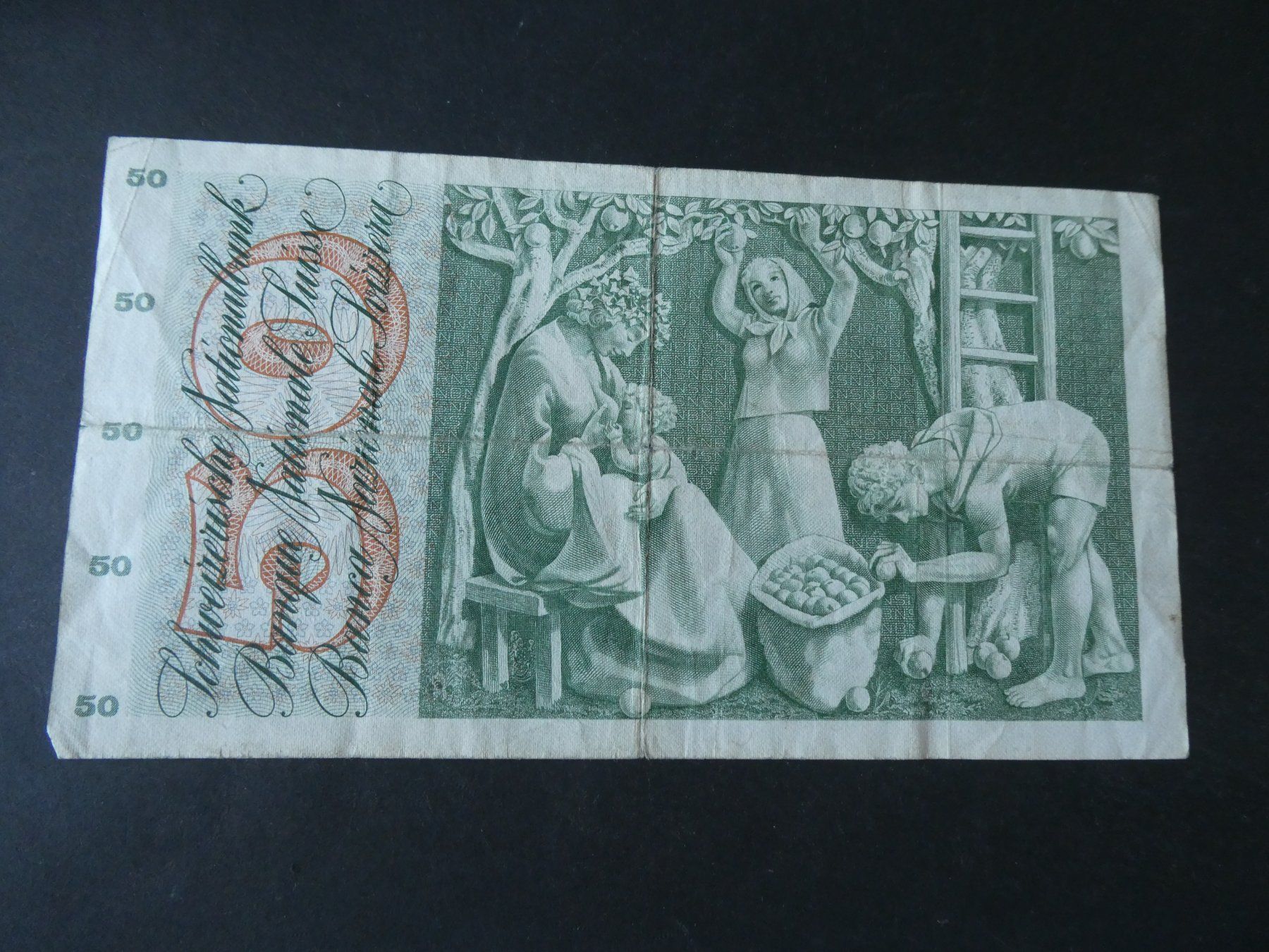 Banknoten: Schweiz 1969, 50 Franken – Gebraucht aus Hinterforst von Rohusri 1