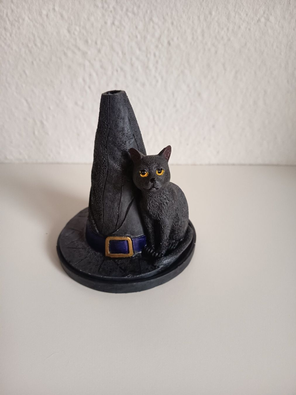 Sculture & Statue: Räucher-Gefäss-Schwarze Katze auf Hexenhut – Usato da Rümlang venduto da Cat-Judy 1