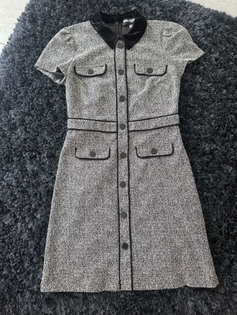 Karl Lagerfeld Kleid Gr 6 Tweed Look Samtkragen Frisch gepfl