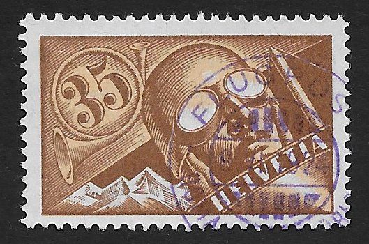 Tutti i francobolli: 1924: Flugpostmarke 35 Rp.Nr.F6 gest. – Usato da Walperswil venduto da Tcheidi
