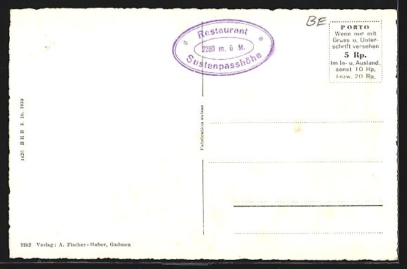 Cartoline postali: Sustenpass, Panorama mit Hotel Steinglet – Usato da Berlin venduto da bartko-reher 1
