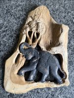 Handgeschnitzte Holz-Wanddekoration Elefant Unikat