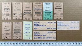 Oberglatt, 12 alte Bahn Billette, 1983, 1984, SBB