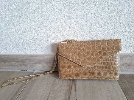 Sac à main vintage en cuir façon croco - Lederhandtasche