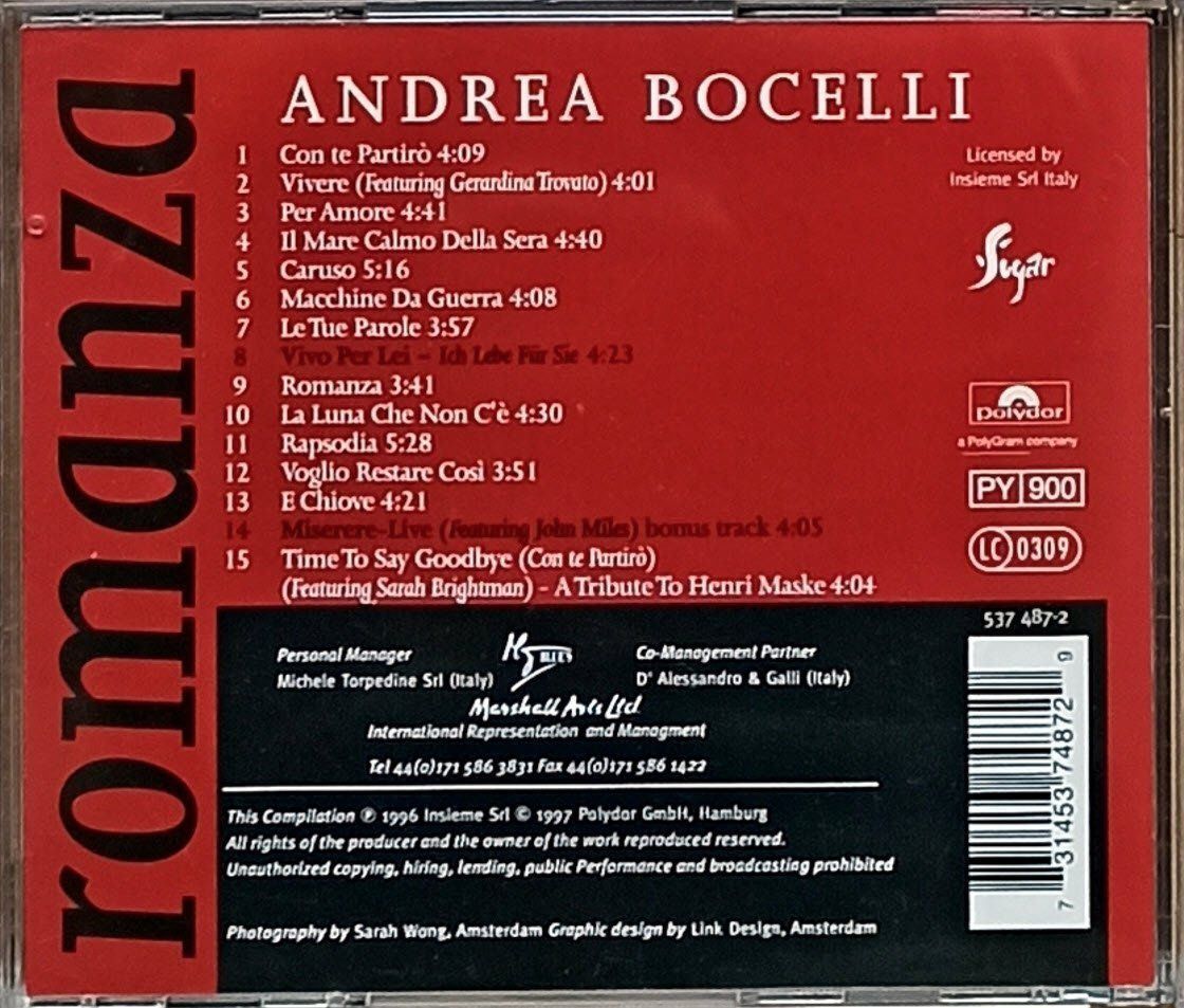 CD: Andrea Bocelli - Romanza , CD – Usato da Niederhelfenschwil venduto da Rol9527 1