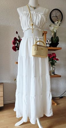 Beautiful Two-piece white summer dress, size M