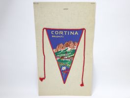 Vintage Wimpel Cortina Dolomiten bestickt Swiss Made