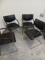 4 KLÖBER FREISCHWINGER LEDER STÜHLE MIT CHROM GESTELL TOP