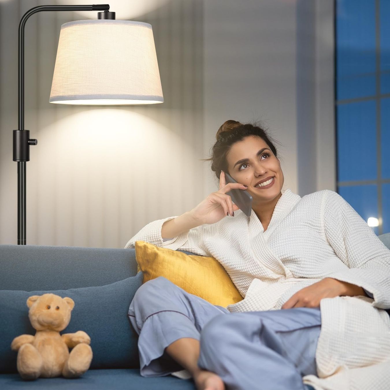 Lampen: Stehlampe dimmbar Wohnzimmer LED Bogenlampe 165 cm E27 Stoff – Neu und originalverpackt aus Genève von Anna-38 7