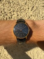 Selecta De Luxe vintage 33 mm – cadran noir – plaqué or – mé