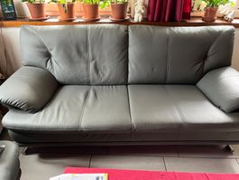 Ledersofa grau 3-Sitzer gebraucht mit Mängeln