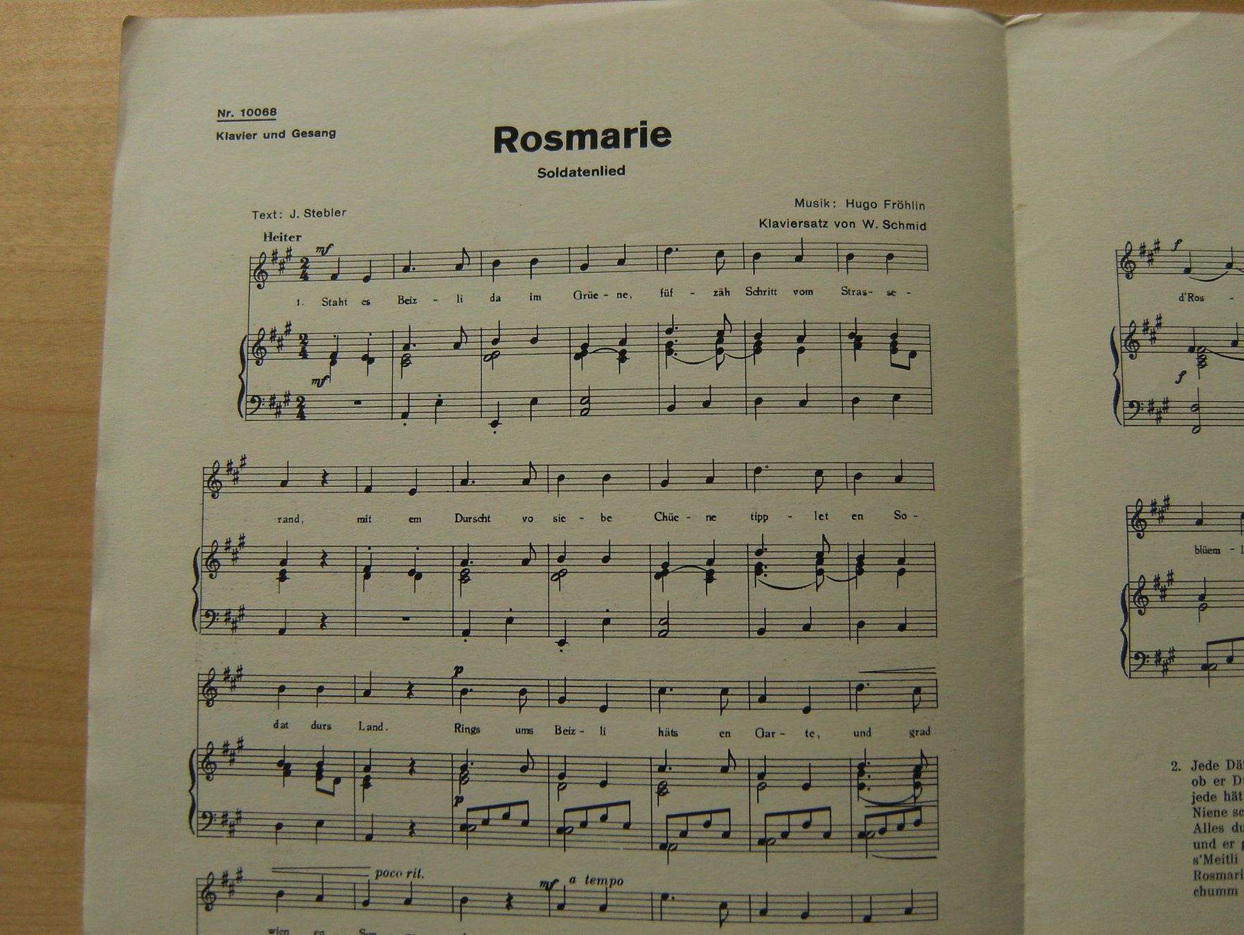 Libri: Notenblatt "Rosmarie"  Soldatenlied – Nuovo (secondo la descrizione) da Linthal venduto da fiatsedici 1