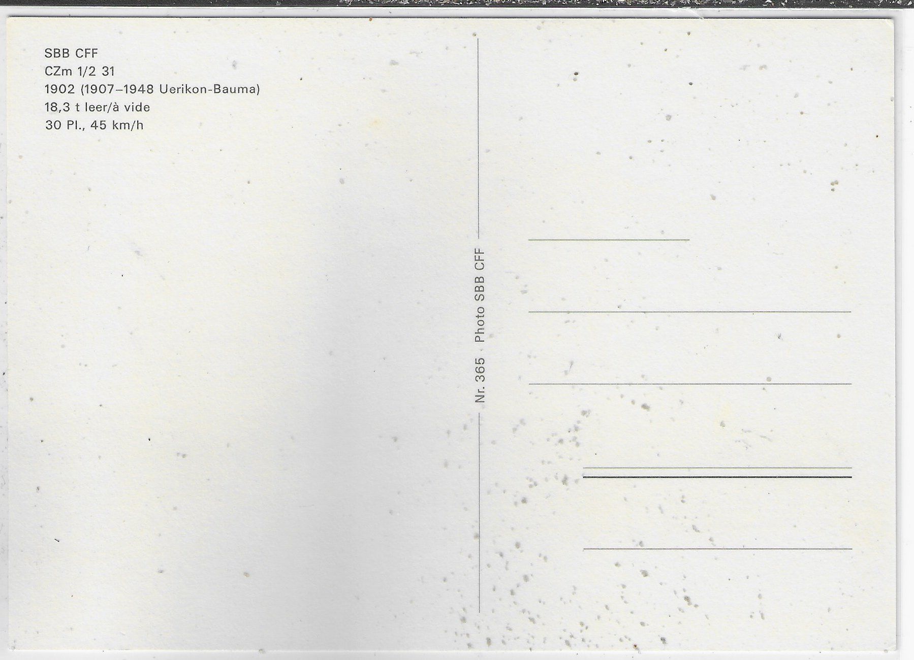Cartoline postali: Uerikon-Bauma-Bahn - CZm 1/2 31 – Usato da Ettingen venduto da Kartenplanet 1