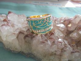 Fingerring Türkis / goldig versilbert