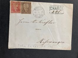 Schweiz 1875 R-Faltbrief Münster n. Müswangen Stempel GR 146