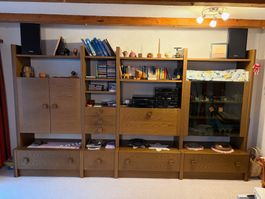 Wohnwand Holz Optik gross viel Stauraum gebraucht