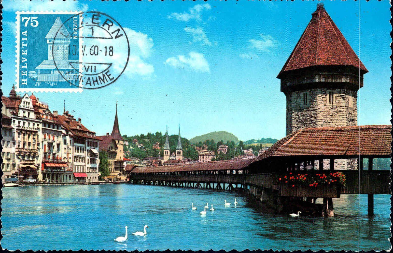 Tutti i francobolli: 10.V.1960, Maximumkarte Wasserturm Luzern, mit passendem ET- – Usato da Wenslingen venduto da riger11