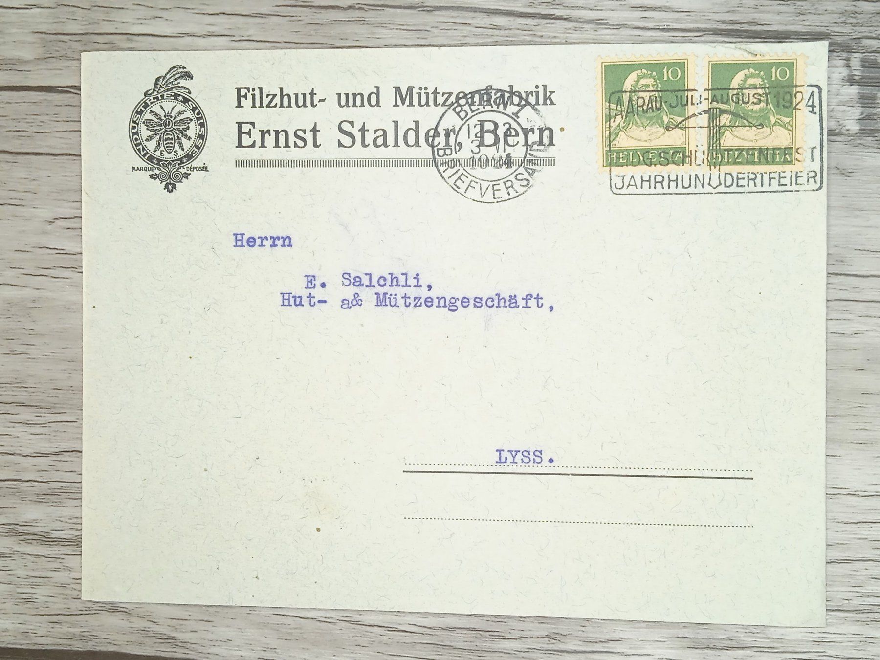 Tutti i francobolli: TR20 Enveloppe + Timbre Suisse 1924 – Usato da Cousset venduto da Patrick_Collections
