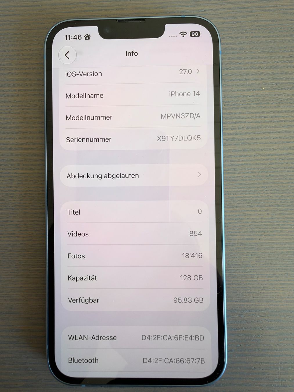 Apple Telefoni cellulari / Smartphones: iPhone 14, 128GB, Blau – Usato da Kyburg-Buchegg venduto da Wlan_owner 1