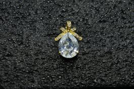 Anhänger Tropfenform goldfarben mit Stein neu