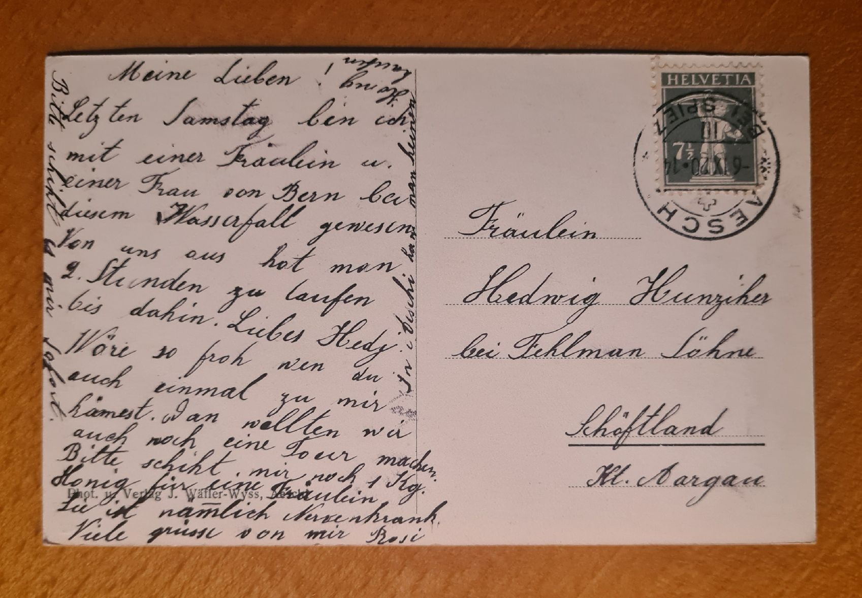 Cartoline postali: Aeschi, Wasserfall im Suldtal – Usato da Ebikon venduto da Donar50 1