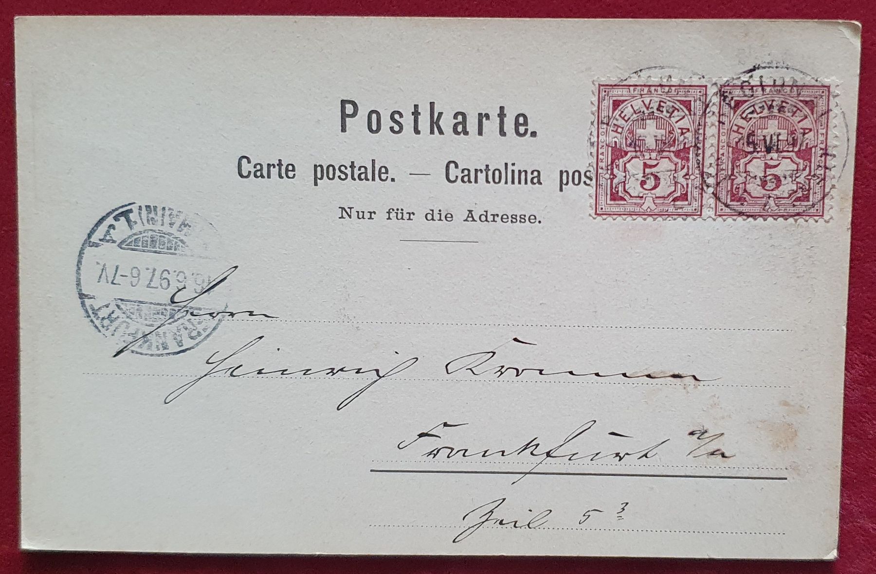 Cartoline postali: Zermatt 1897 – Usato da Kreuzlingen venduto da Rschweiz1 1