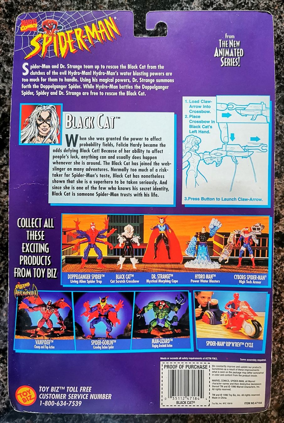 Marvel Figuren: Black Cat 1996 Vintage Actionfigur Spiderman Marvel Comics – Neu und originalverpackt aus Rorschach von Actionvintage789 1