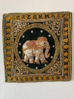 Wandbehang Elefant grün Gold Pailletten gebraucht