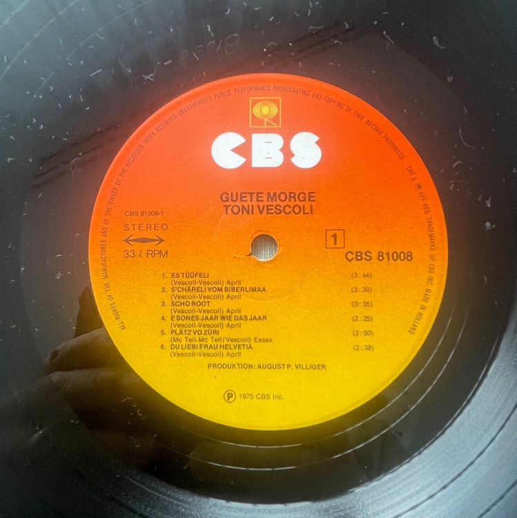 TONY VESCOLI - GUETE MORGE - 1975 (CBS 81008) (Gebraucht) in Mauren TG ...