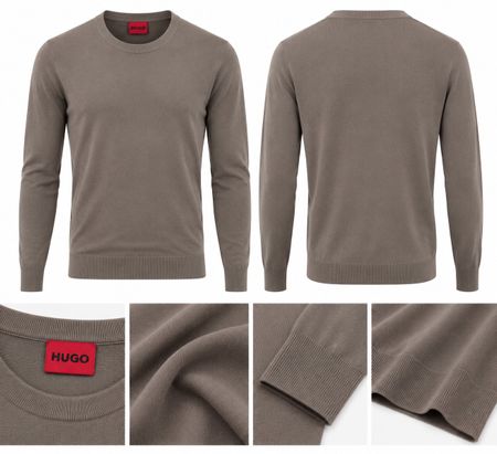HUGO Feinstrickpullover taupe Gr. L