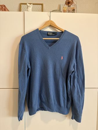 Pull col V Polo Ralph Lauren bleu taille M femme