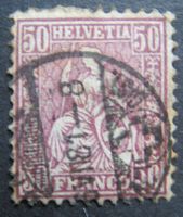 Sitzende Helvetia 43, 50 Rappen gestempelt