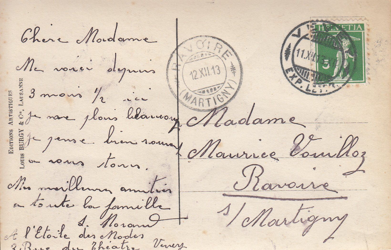 Cartoline postali: Vevey 1913 – Usato da Bürglen TG venduto da StampGraf 1