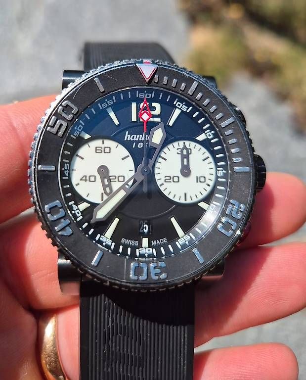 Hanhart Uhren: Hanhart Primus Diver Chronograph, Fullset – Gebraucht aus Hünibach von Quaechemer
