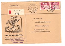 Eingeschrieben 25.VII.56 VIGANELLO -FRAUBRUNNEN