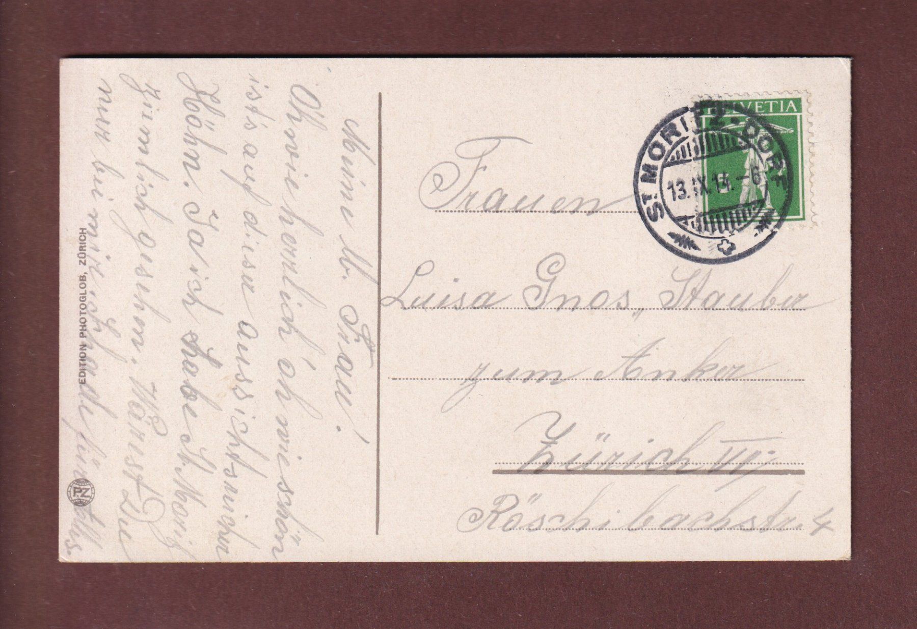 Cartes postales: ST. MORITZ - Suvretta-Haus - 1914 – D'occasion à Pully par nicecards-shop 1